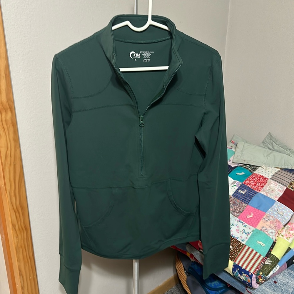 Zyia half zip pullover in Dark green - XL fitted